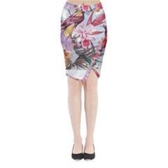 Tropical T- Shirt Tropical Sublime Floral T- Shirt Midi Wrap Pencil Skirt by maxcute