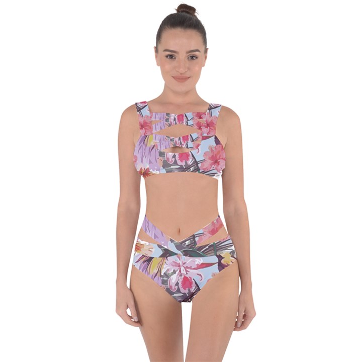 Tropical T- Shirt Tropical Sublime Floral T- Shirt Bandaged Up Bikini Set 