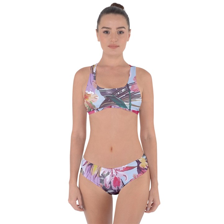 Tropical T- Shirt Tropical Sublime Floral T- Shirt Criss Cross Bikini Set