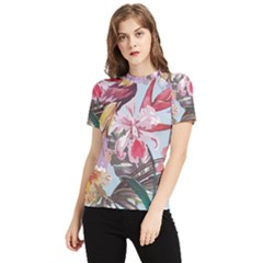 Tropical T- Shirt Tropical Sublime Floral T- Shirt Women s Short Sleeve Rash Guard by maxcute