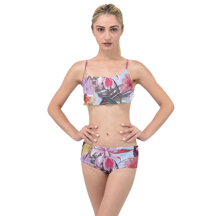 Tropical T- Shirt Tropical Sublime Floral T- Shirt Layered Top Bikini Set