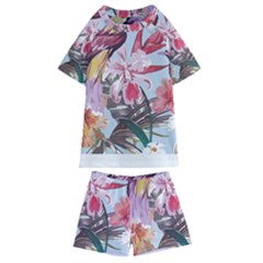 Tropical T- Shirt Tropical Sublime Floral T- Shirt Kids  Swim Tee And Shorts Set by maxcute