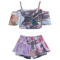 Tropical T- Shirt Tropical Sublime Floral T- Shirt Kids  Off Shoulder Skirt Bikini by maxcute