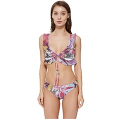 Tropical T- Shirt Tropical Sublime Floral T- Shirt Low Cut Ruffle Edge Bikini Set by maxcute