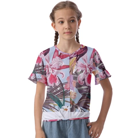 Tropical T- Shirt Tropical Sublime Floral T- Shirt Kids  Cuff Sleeve Scrunch Bottom Tee by maxcute