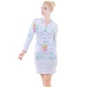 Tropical T- Shirt Tropical Trend Flower De Lis T- Shirt Button Long Sleeve Dress View1