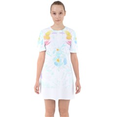 Tropical T- Shirt Tropical Trend Flower De Lis T- Shirt Sixties Short Sleeve Mini Dress by maxcute