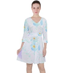 Tropical T- Shirt Tropical Trend Flower De Lis T- Shirt Quarter Sleeve Ruffle Waist Dress by maxcute