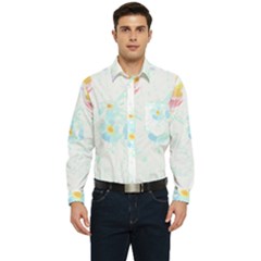 Tropical T- Shirt Tropical Trend Flower De Lis T- Shirt Men s Long Sleeve Pocket Shirt  by maxcute