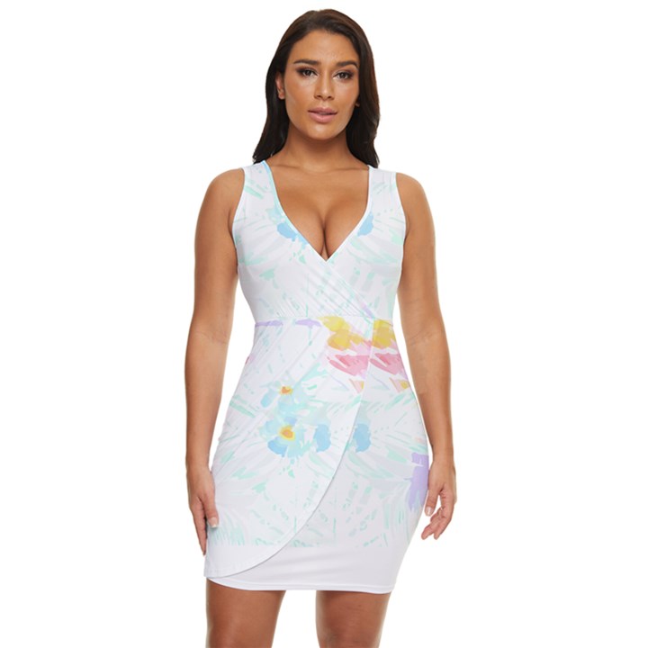 Tropical T- Shirt Tropical Trend Flower De Lis T- Shirt Draped Bodycon Dress