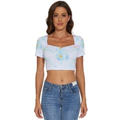 Tropical T- Shirt Tropical Trend Flower De Lis T- Shirt Short Sleeve Square Neckline Crop Top  by maxcute