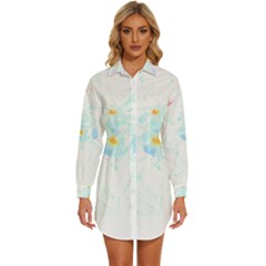 Tropical T- Shirt Tropical Trend Flower De Lis T- Shirt Womens Long Sleeve Shirt Dress