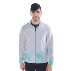 Turquoise T- Shirt Blue And Turquoise Marble Splash Abstract Artwork T- Shirt Men s Windbreaker by maxcute