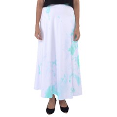 Turquoise T- Shirt Blue And Turquoise Marble Splash Abstract Artwork T- Shirt Flared Maxi Skirt by maxcute