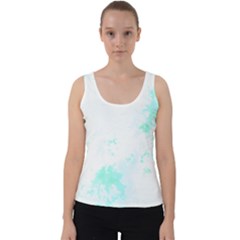 Turquoise T- Shirt Blue And Turquoise Marble Splash Abstract Artwork T- Shirt Velvet Tank Top by maxcute