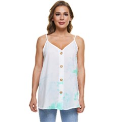 Turquoise T- Shirt Blue And Turquoise Marble Splash Abstract Artwork T- Shirt Casual Spaghetti Strap Chiffon Top by maxcute