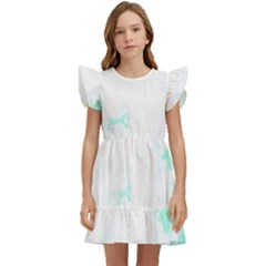 Turquoise T- Shirt Blue And Turquoise Marble Splash Abstract Artwork T- Shirt Kids  Winged Sleeve Dress by maxcute