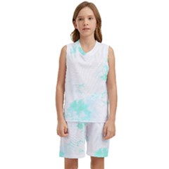 Turquoise T- Shirt Blue And Turquoise Marble Splash Abstract Artwork T- Shirt Kids  Basketball Mesh Set by maxcute