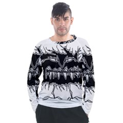 Creepy Black Monster Sketchy Style Drawing Men s Long Sleeve Raglan Tee