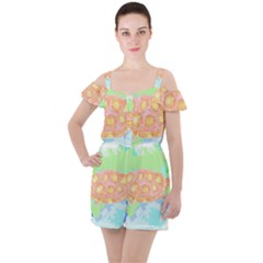 Turtle Lover T- Shirtturtle T- Shirt Ruffle Cut Out Chiffon Playsuit by maxcute