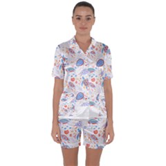 Turtle T- Shirt Sea Turtles Pattern T- Shirt Satin Short Sleeve Pajamas Set by maxcute