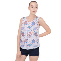 Turtle T- Shirt Sea Turtles Pattern T- Shirt Bubble Hem Chiffon Tank Top by maxcute