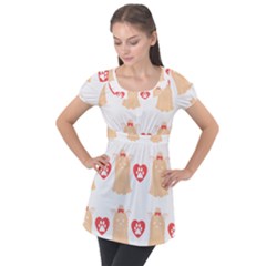 Tzu Dog T- Shirt Shih Tzu Dog Lover Cute Pattern T- Shirt Puff Sleeve Tunic Top by maxcute