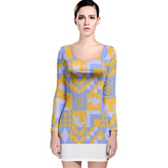 Ukraine T- Shirt Ukraine Pattern Long Sleeve Velvet Bodycon Dress