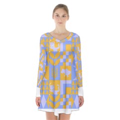 Ukraine T- Shirt Ukraine Pattern Long Sleeve Velvet V-neck Dress