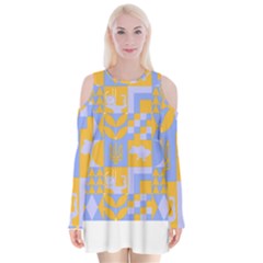 Ukraine T- Shirt Ukraine Pattern Velvet Long Sleeve Shoulder Cutout Dress