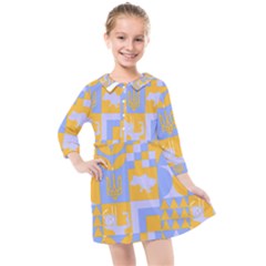 Ukraine T- Shirt Ukraine Pattern Kids  Quarter Sleeve Shirt Dress by maxcute