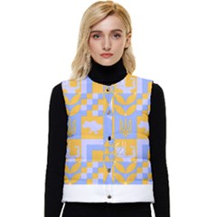 Ukraine T- Shirt Ukraine Pattern Women s Short Button Up Puffer Vest