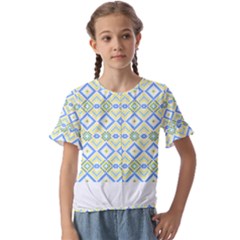 Ukrainian Ornament T- Shirt Folk Ukrainian Ornament, Seamless Pattern T- Shirt Kids  Cuff Sleeve Scrunch Bottom Tee