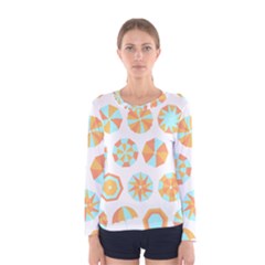 Umbrella T- Shirt Summer Vacation  Umbrella Pattern (sand) T- Shirt Women s Long Sleeve Tee