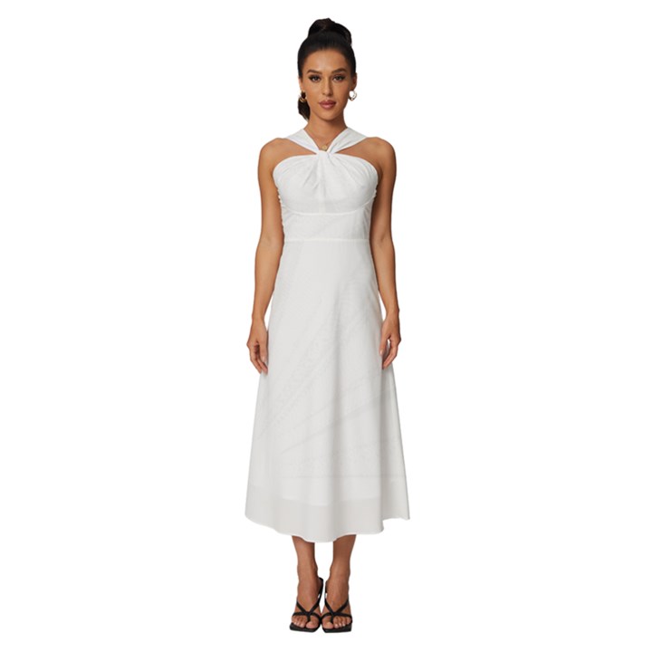 Undulating T- Shirt Waves T- Shirt Sleeveless Cross Front Cocktail Midi Chiffon Dress