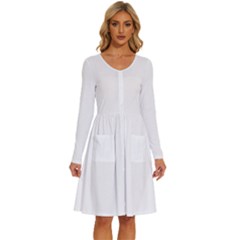 Undulating T- Shirt Waves Long Sleeve Dress With Pocket