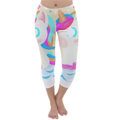 Unicorn Lover T- Shirt Cartoon Little Unicorn  T- Shirt Capri Winter Leggings 