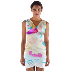 Unicorn Lover T- Shirt Cartoon Little Unicorn  T- Shirt Wrap Front Bodycon Dress by maxcute