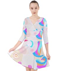 Unicorn Lover T- Shirt Cartoon Little Unicorn  T- Shirt Quarter Sleeve Front Wrap Dress by maxcute