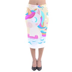 Unicorn Lover T- Shirt Cartoon Little Unicorn  T- Shirt Velvet Midi Pencil Skirt by maxcute