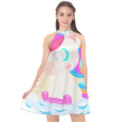 Unicorn Lover T- Shirt Cartoon Little Unicorn  T- Shirt Halter Neckline Chiffon Dress  by maxcute