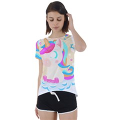 Unicorn Lover T- Shirt Cartoon Little Unicorn  T- Shirt Short Sleeve Open Back Tee by maxcute