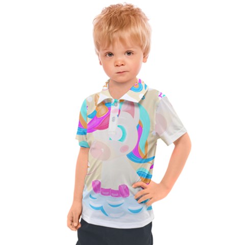 Unicorn Lover T- Shirt Cartoon Little Unicorn  T- Shirt Kids  Polo Tee by maxcute