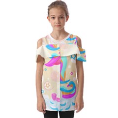 Unicorn Lover T- Shirt Cartoon Little Unicorn  T- Shirt Fold Over Open Sleeve Top