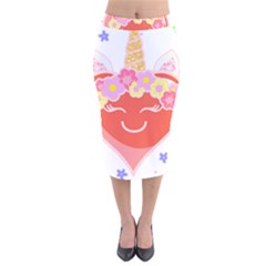 Unicorn T- Shirt Cute Unicorn Heart Valentines Day Design T- Shirt Velvet Midi Pencil Skirt by maxcute