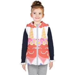 Unicorn T- Shirt Cute Unicorn Heart Valentines Day Design T- Shirt Kids  Hooded Puffer Vest