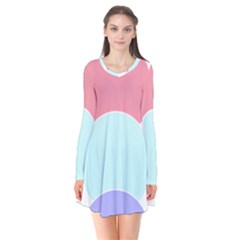 Very Peri T- Shirt Large Very Peri Pattern T- Shirt Long Sleeve V-neck Flare Dress by maxcute