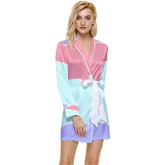 Very Peri T- Shirt Large Very Peri Pattern T- Shirt Long Sleeve Satin Robe by maxcute