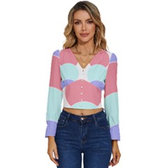 Very Peri T- Shirt Large Very Peri Pattern T- Shirt Long Sleeve V-neck Top