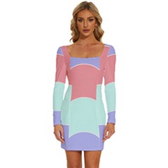 Very Peri T- Shirt Large Very Peri Pattern T- Shirt Long Sleeve Square Neck Bodycon Velour Dress